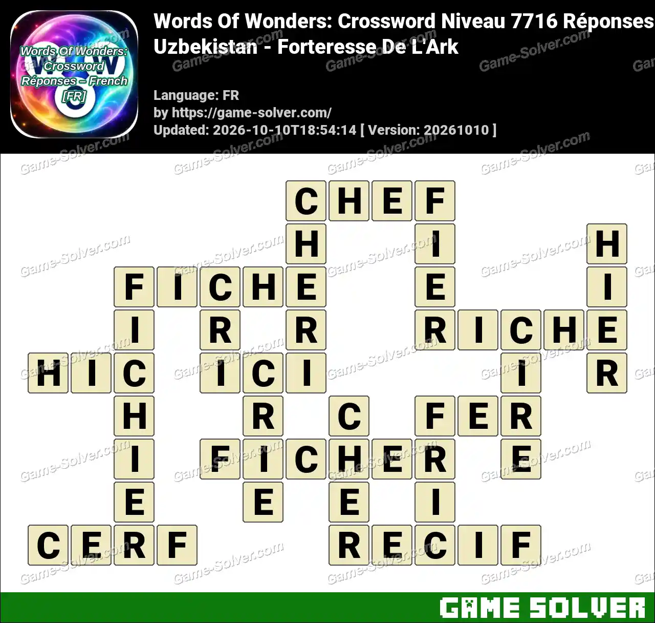 Words Of Wonders: Crossword Niveau 7716 Réponses – Uzbekistan – Forteresse De L’Ark